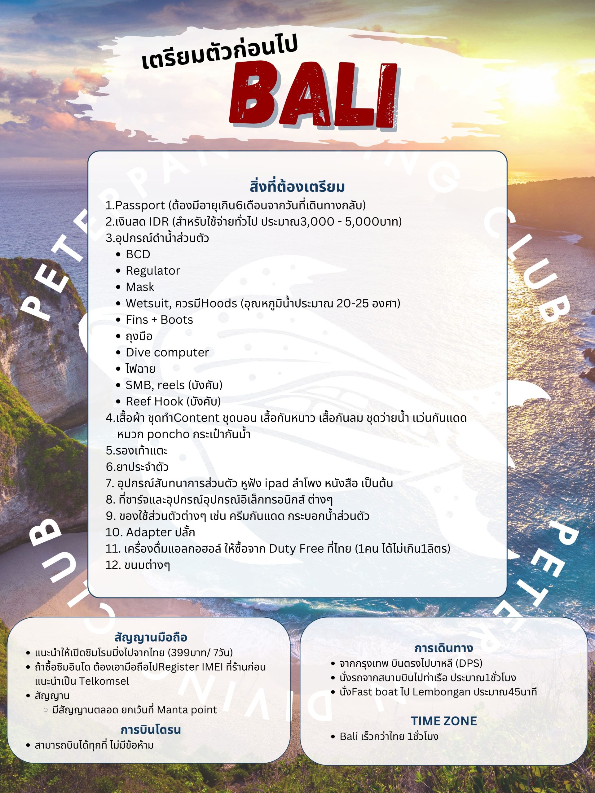 อินโฟกราฟิกข้อมูลทริป Bali