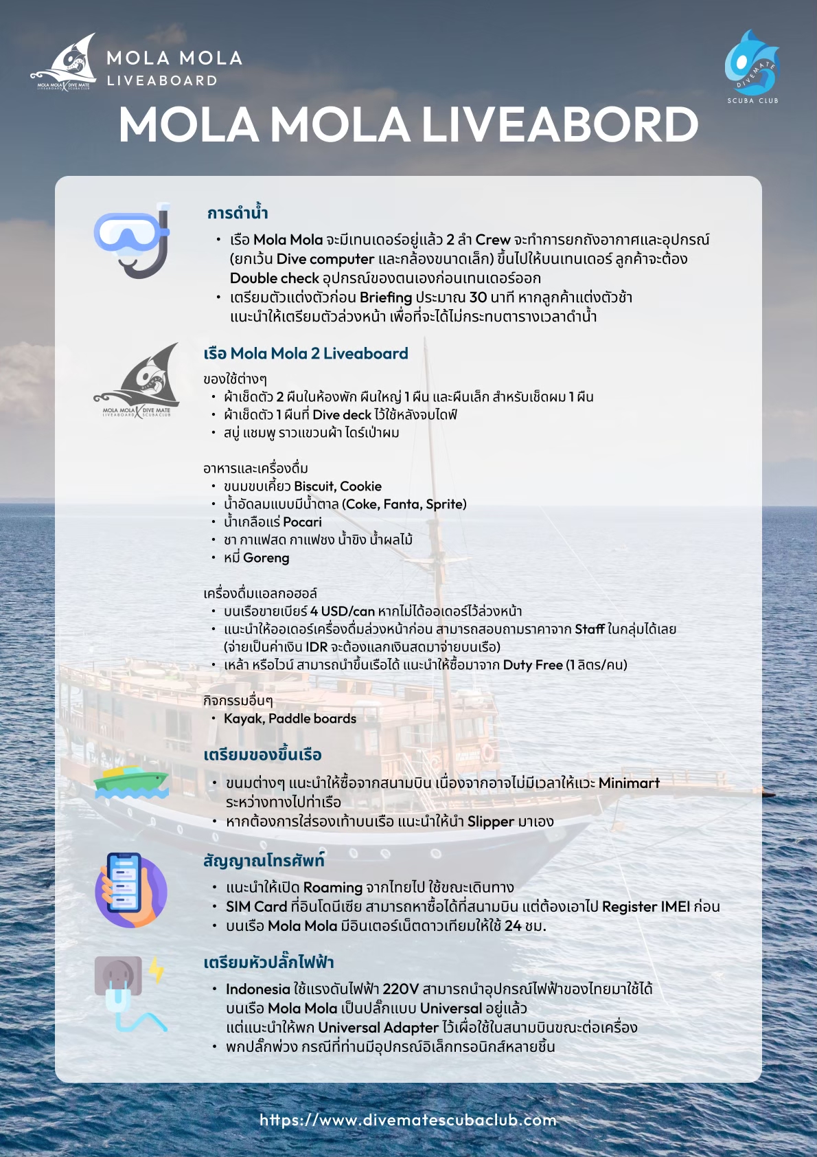 อินโฟกราฟิกสิ่งของที่ต้องเตรียมขึ้นเรือ Mola Mola 2